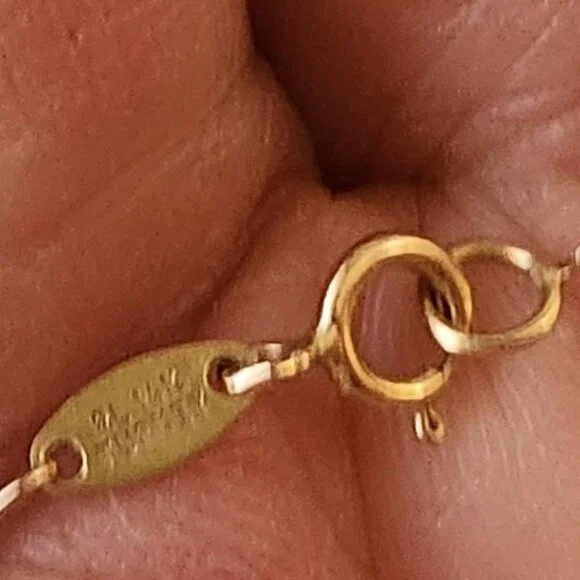 14K Solid Gold Necklace with Engravable Plate -16" - Picture 8 of 9